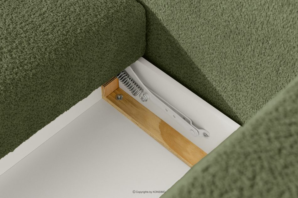 ELOSA Ecksofa im japanischen Stil mit Bouclé-Stoff links olivgrün oliv - Foto 13