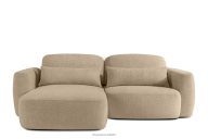 Japandi-Ecksofa aus Bouclé-Stoff, links, beige