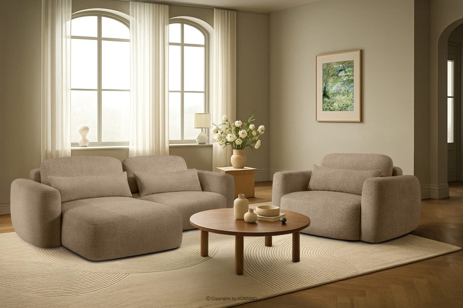 ELOSA Japandi-Ecksofa aus Bouclé-Stoff, links, beige beige - Foto 21