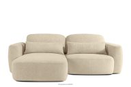 Japandi-Ecksofa aus Bouclé-Stoff, links, hellbeige