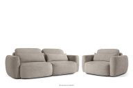 Sofa und Sessel im Japandi-Stil aus grauem Bouclé-Stoff