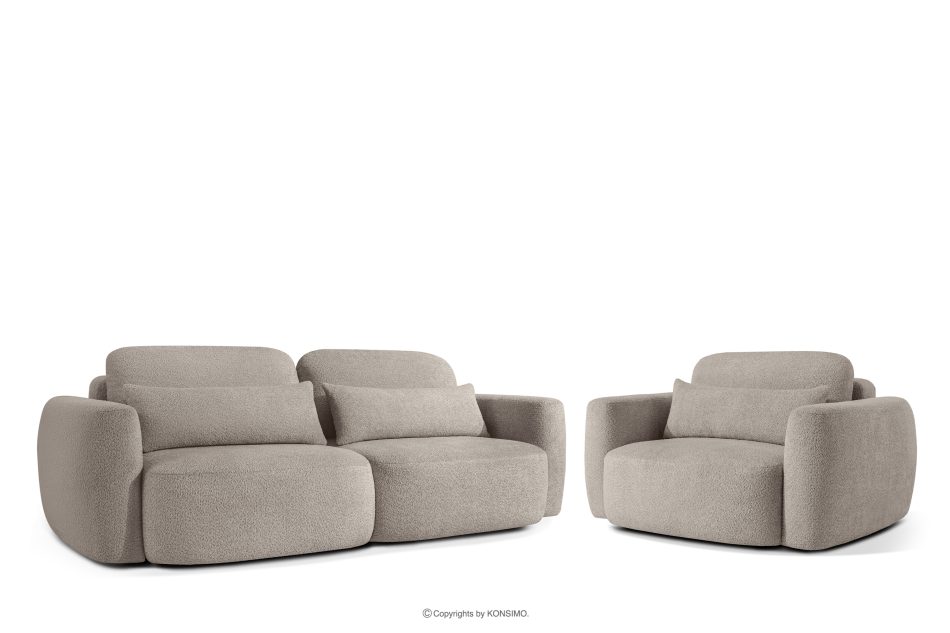 ELOSA Sofa und Sessel im Japandi-Stil aus grauem Bouclé-Stoff grau - Foto 0