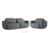 Sofa und Sessel im japanischen Stil aus dunkelgrauem Bouclé-Stoff