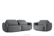 Sofa und Sessel im japanischen Stil aus dunkelgrauem Bouclé-Stoff