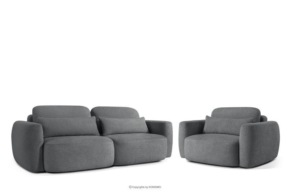 ELOSA Sofa und Sessel im japanischen Stil aus dunkelgrauem Bouclé-Stoff dunkelgrau - Foto 0