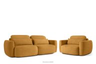 Sofa und Sessel im japanischen Stil aus honigfarbenem Bouclé-Stoff