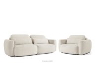 Sofa und Sessel im Japandi-Stil aus weißem Bouclé-Stoff