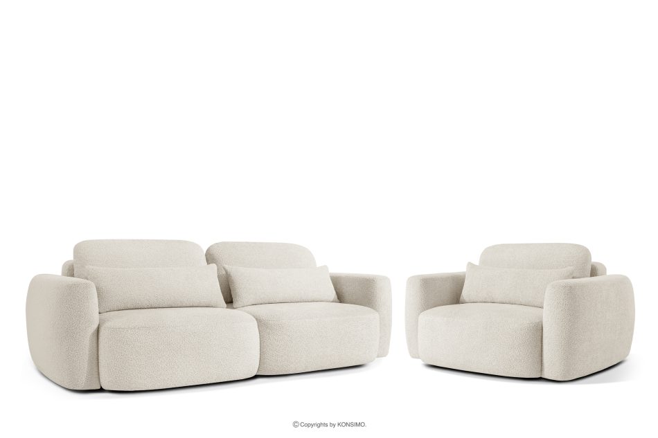 ELOSA Sofa und Sessel im Japandi-Stil aus weißem Bouclé-Stoff weiß - Foto 0