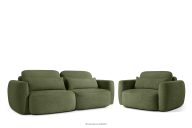 Sofa und Sessel im japanischen Stil aus olivgrünem Bouclé-Stoff