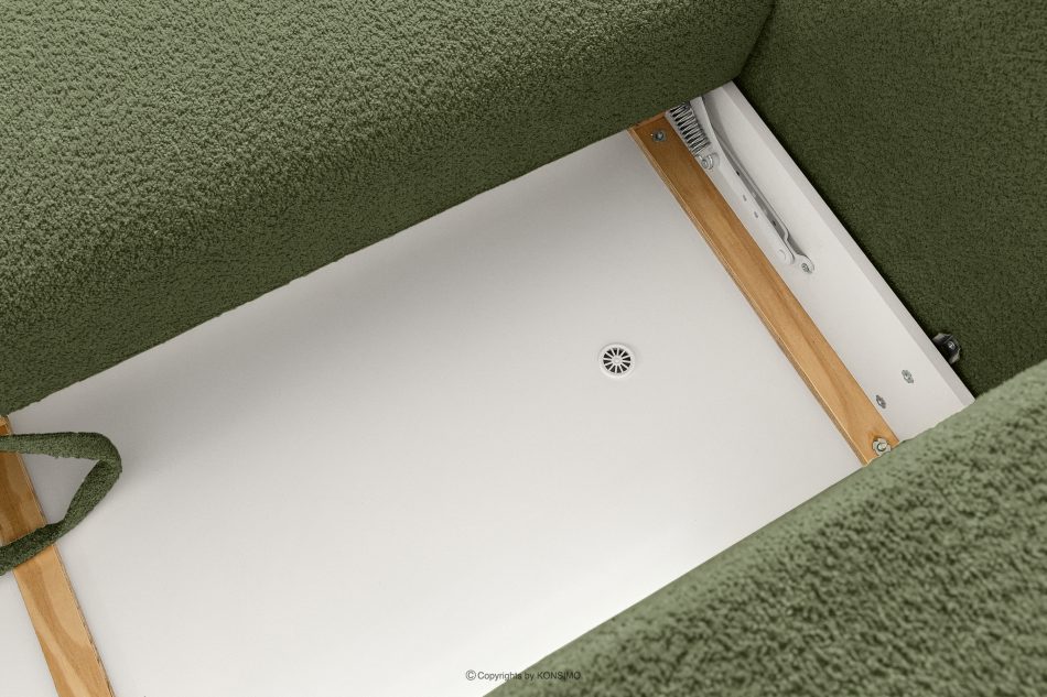 ELOSA Sofa und Sessel im japanischen Stil aus olivgrünem Bouclé-Stoff oliv - Foto 13