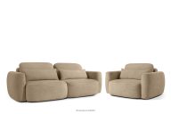 Sofa und Sessel im Japandi-Stil aus beigem Bouclé-Stoff