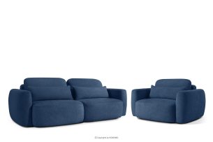 ELOSA, https://konsimo.de/kollektion/elosa/ Sofa und Sessel im japanischen Stil aus dunkelblauem Bouclé-Stoff dunkelblau - Foto