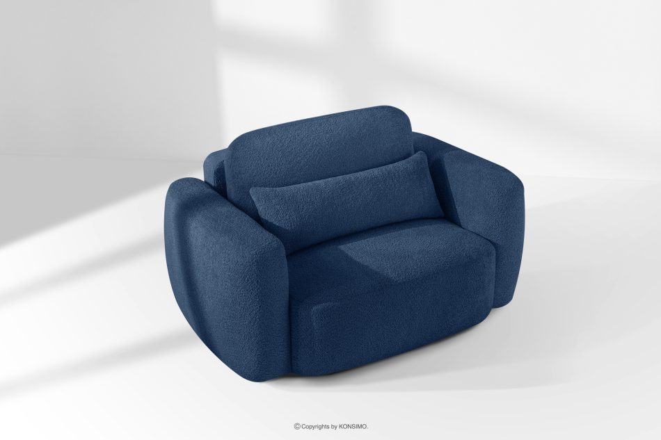 ELOSA Sofa und Sessel im japanischen Stil aus dunkelblauem Bouclé-Stoff dunkelblau - Foto 24