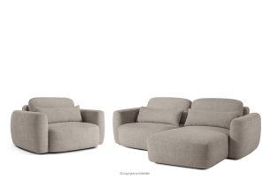 ELOSA, https://konsimo.de/kollektion/elosa/ Rechte Ecksofa und Sessel im Japandi-Stil Bouclé grau grau - Foto