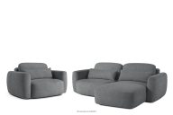 Rechte Ecksofa und Sessel im Japandi-Stil Bouclé dunkelgrau