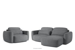 ELOSA, https://konsimo.de/kollektion/elosa/ Rechte Ecksofa und Sessel im Japandi-Stil Bouclé dunkelgrau dunkelgrau - Foto