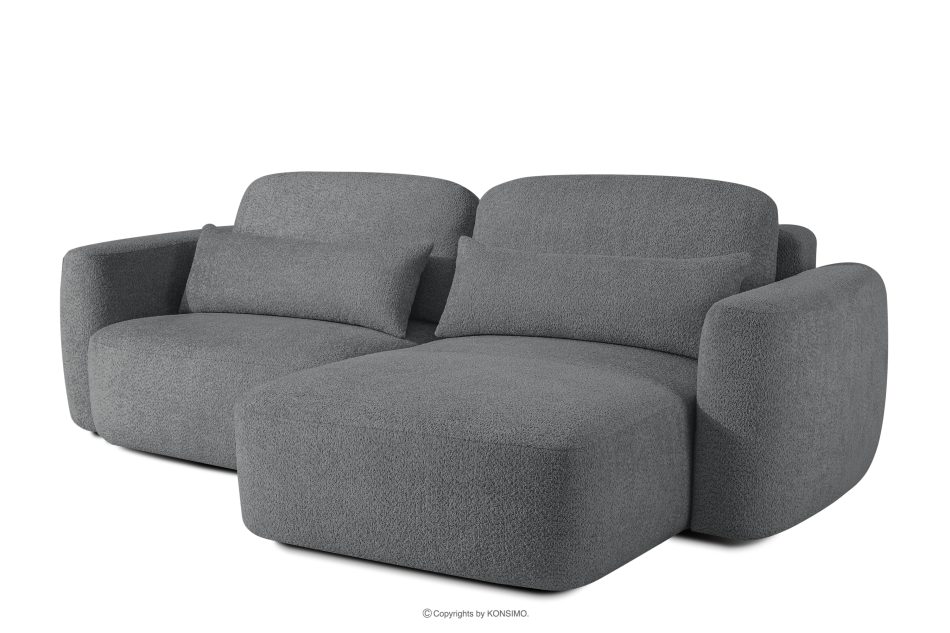 ELOSA Rechte Ecksofa und Sessel im Japandi-Stil Bouclé dunkelgrau dunkelgrau - Foto 3