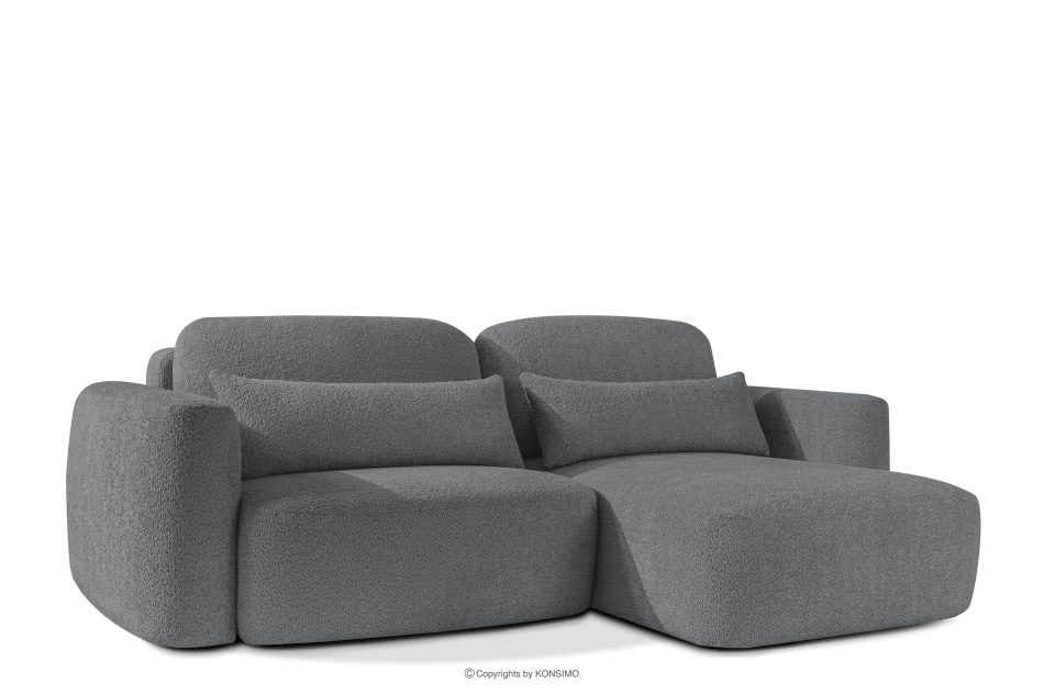 ELOSA Rechte Ecksofa und Sessel im Japandi-Stil Bouclé dunkelgrau dunkelgrau - Foto 4