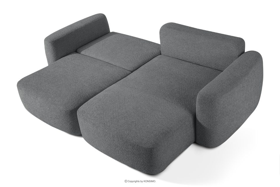 ELOSA Rechte Ecksofa und Sessel im Japandi-Stil Bouclé dunkelgrau dunkelgrau - Foto 5