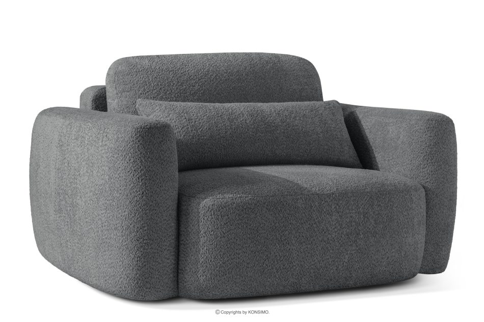 ELOSA Rechte Ecksofa und Sessel im Japandi-Stil Bouclé dunkelgrau dunkelgrau - Foto 18