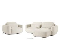 Rechte Ecksofa und Sessel im Japandi-Stil Bouclé weiß