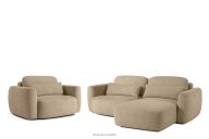 Rechte Ecksofa und Sessel im Japandi-Stil Bouclé beige