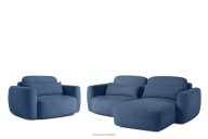 Rechte Ecksofa und Sessel im Japandi-Stil Bouclé marineblau