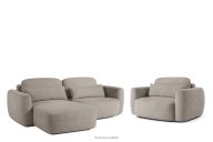 Linkes Ecksofa und Sessel im Japandi-Stil Bouclé grau