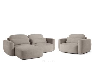 ELOSA, https://konsimo.de/kollektion/elosa/ Linkes Ecksofa und Sessel im Japandi-Stil Bouclé grau grau - Foto