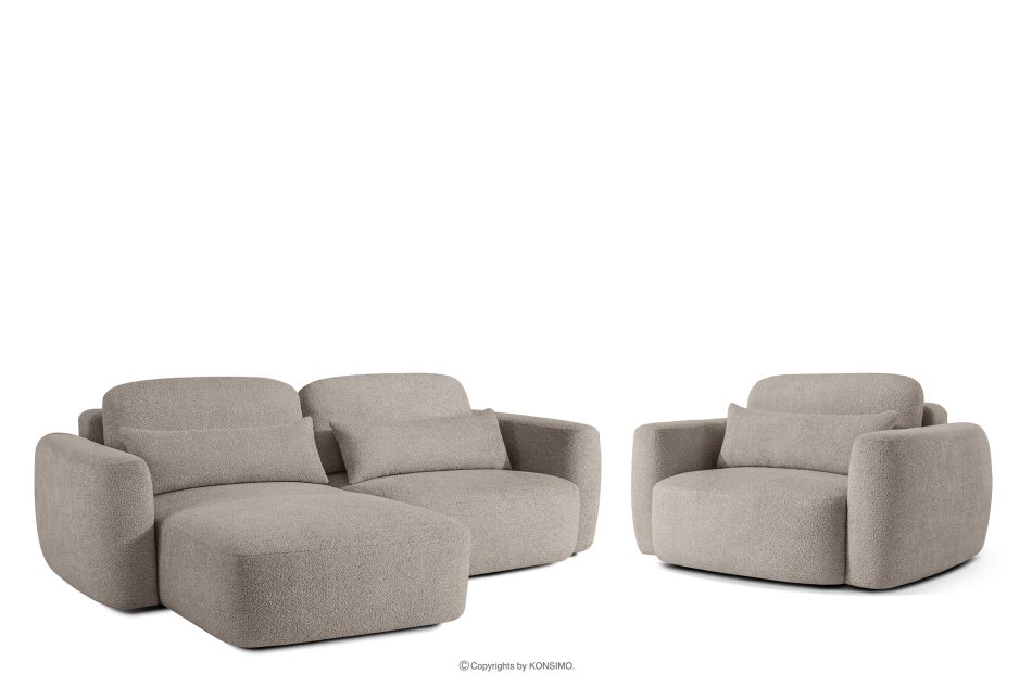 ELOSA Linkes Ecksofa und Sessel im Japandi-Stil Bouclé grau grau - Foto 0