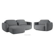 Linkes Ecksofa und Sessel im Japandi-Stil Bouclé dunkelgrau