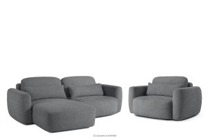ELOSA, https://konsimo.de/kollektion/elosa/ Linkes Ecksofa und Sessel im Japandi-Stil Bouclé dunkelgrau dunkelgrau - Foto