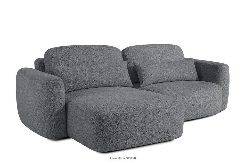 ELOSA Linkes Ecksofa und Sessel im Japandi-Stil Bouclé dunkelgrau dunkelgrau - Foto 3