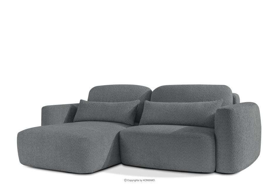 ELOSA Linkes Ecksofa und Sessel im Japandi-Stil Bouclé dunkelgrau dunkelgrau - Foto 4