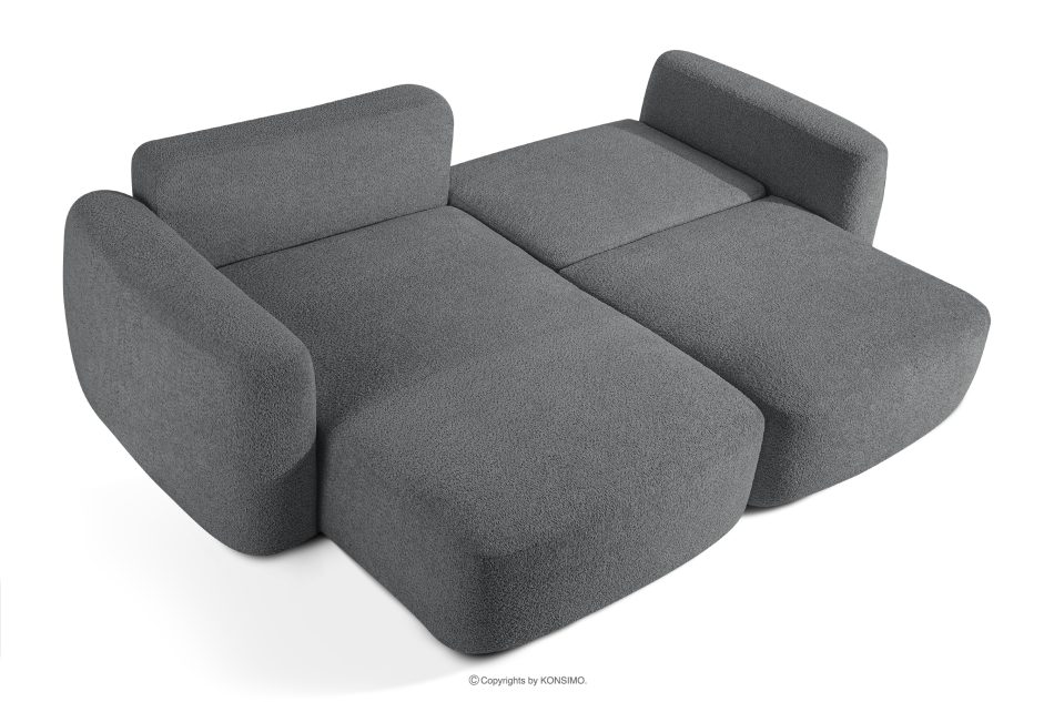 ELOSA Linkes Ecksofa und Sessel im Japandi-Stil Bouclé dunkelgrau dunkelgrau - Foto 5