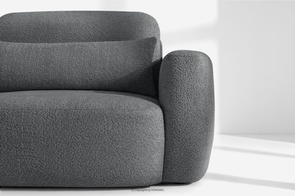 ELOSA Linkes Ecksofa und Sessel im Japandi-Stil Bouclé dunkelgrau dunkelgrau - Foto 7
