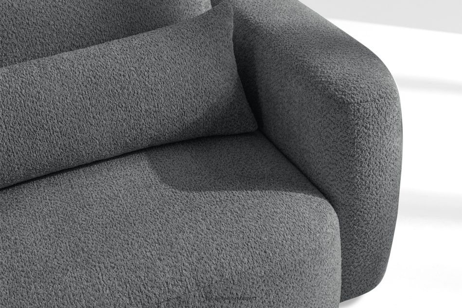 ELOSA Linkes Ecksofa und Sessel im Japandi-Stil Bouclé dunkelgrau dunkelgrau - Foto 8