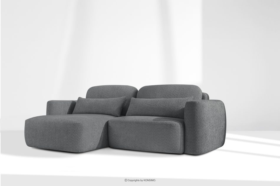 ELOSA Linkes Ecksofa und Sessel im Japandi-Stil Bouclé dunkelgrau dunkelgrau - Foto 27