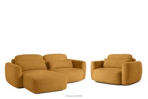 ELOSA, https://konsimo.de/kollektion/elosa/ Linkes Ecksofa und Sessel im japanischen Stil Bouclé honigfarben honigfarben - Foto