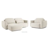 Linkes Ecksofa und Sessel im Japandi-Stil Bouclé weiß