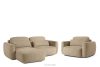 Linkes Ecksofa und Sessel im Japandi-Stil Bouclé beige