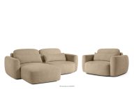 Linkes Ecksofa und Sessel im Japandi-Stil Bouclé beige