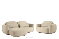 Linkes Ecksofa und Sessel im Japandi-Stil Bouclé hellbeige
