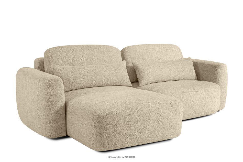 ELOSA Linkes Ecksofa und Sessel im Japandi-Stil Bouclé hellbeige hellbeige - Foto 3