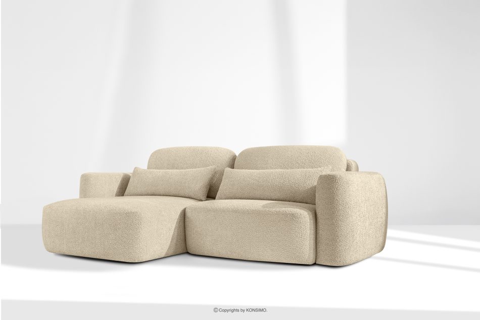 ELOSA Linkes Ecksofa und Sessel im Japandi-Stil Bouclé hellbeige hellbeige - Foto 27