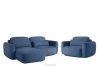 Linkes Ecksofa und Sessel im Japandi-Stil Bouclé marineblau