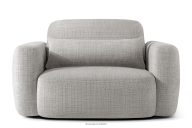 Japandi-Sessel aus hellgrauem Chenille-Stoff
