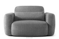 Japandi-Sessel aus dunkelgrauem Chenille-Stoff