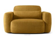 Sessel im japanischen Stil aus gelbem Chenille-Stoff