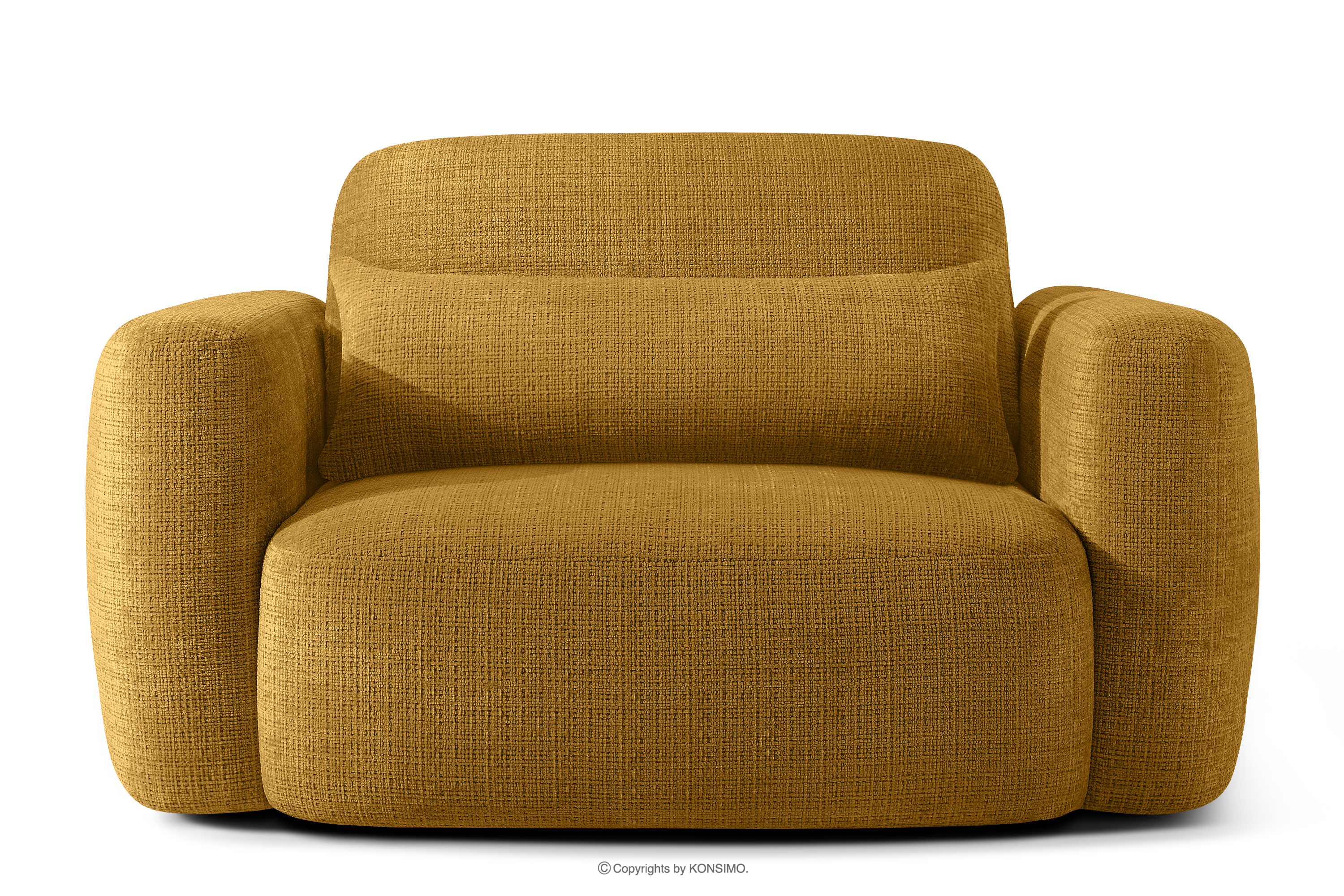 Sessel im japanischen Stil aus gelbem Chenille-Stoff